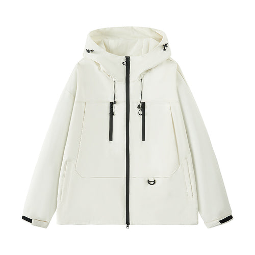 Herren wasserabweisende Outdoor-Jacke mit verstellbarer Kapuze und multifunktionalen Taschen EB