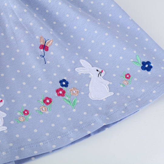 Mädchen Baumwollkleid mit niedlichem Hasenmotiv EB
