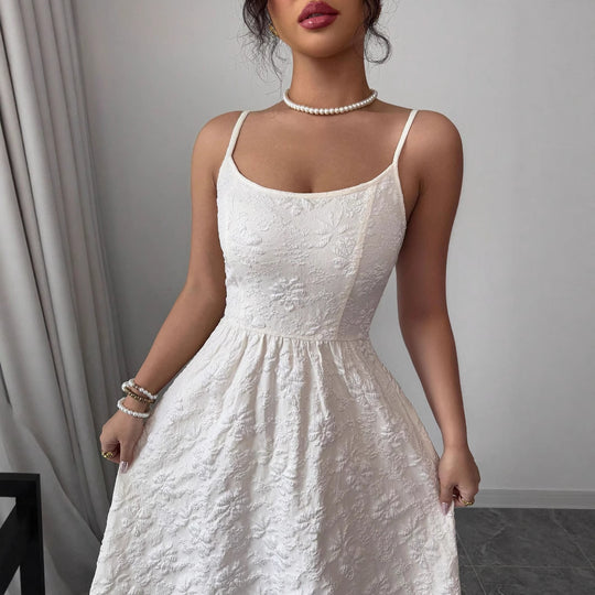 Damen Midikleid mit zarter Blumenstickerei EB