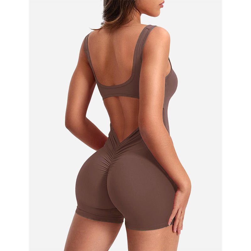 Damen Sportlicher Jumpsuit mit Rückenausschnitt und figurformendem Design EB