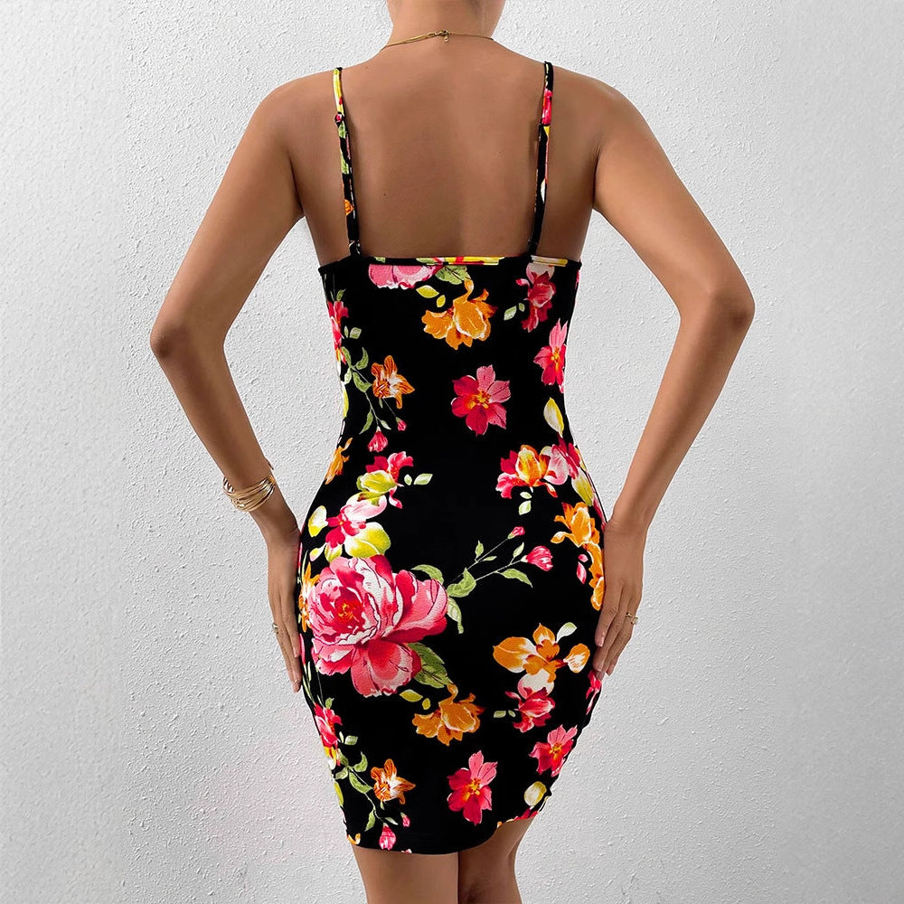 Damen Floral Wickelkleid EB