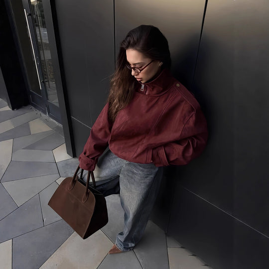Damen modische Steppjacke mit hohem Kragen und seitlichen Taschen EB