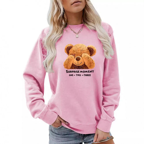 Damen Freizeitpullover mit süßem Bärenmotiv EB