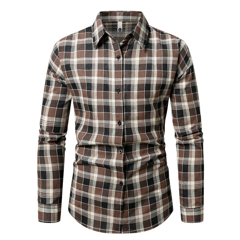 Herren kariertes Langarmhemd aus weichem Flanell EB