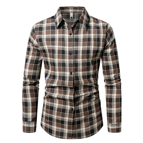 Herren kariertes Langarmhemd aus weichem Flanell EB