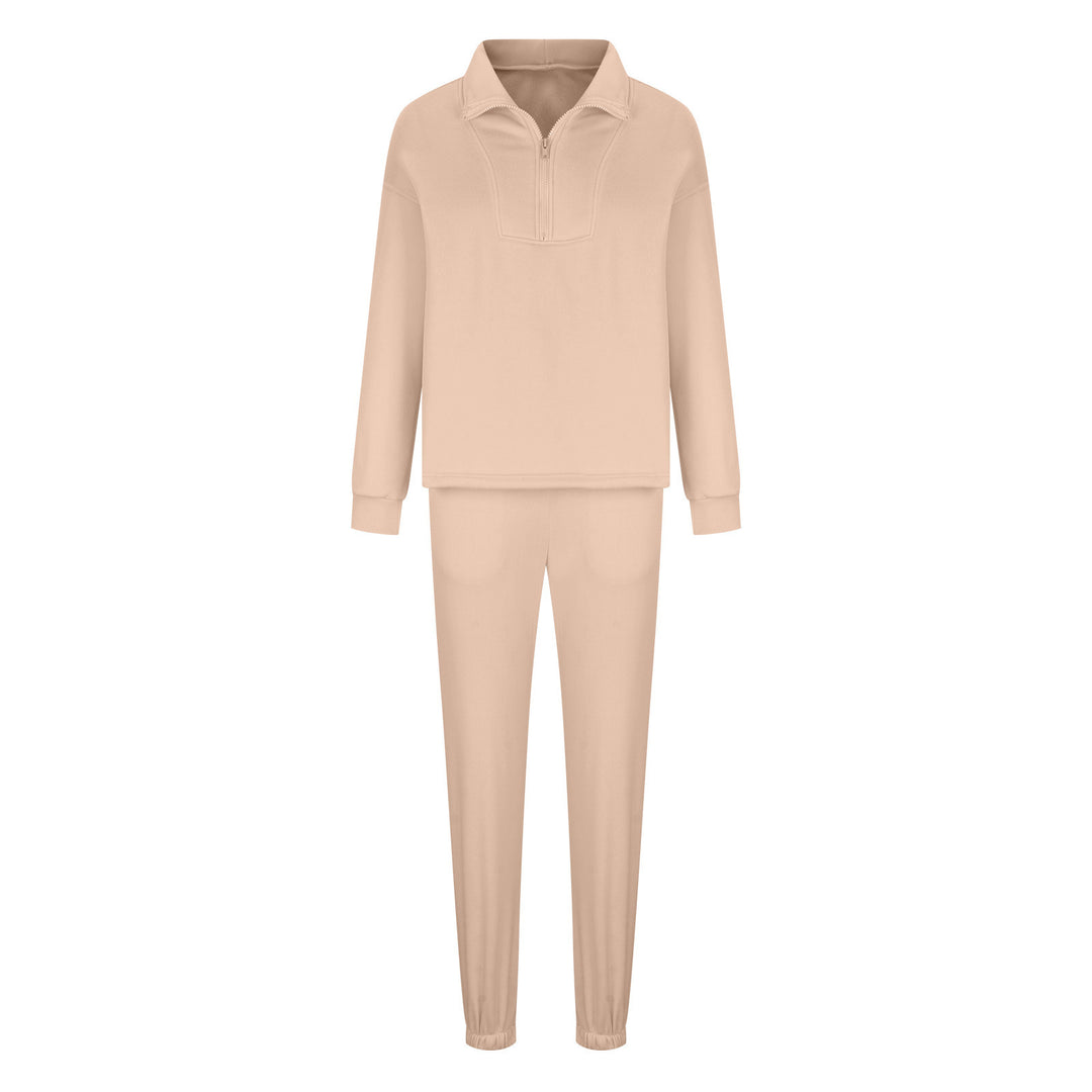 Damen Oversize-Halbzip-Lounge-Set aus schwerem French-Terry mit hohem Stehkragen EB