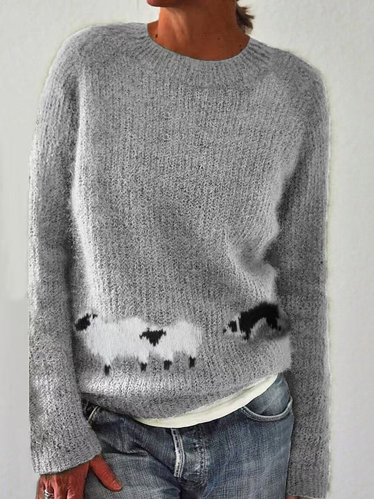 Damen nan Norwegerpullover aus Wollmix mit Rundhalsausschnitt und traditionellem Fair-Isle-Yoke EB