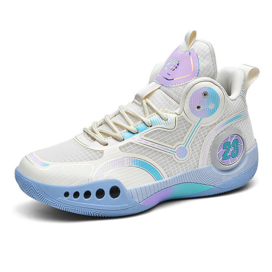 Herren gepolsterter High-Top Basketballschuh mit holografischen Akzenten und griffiger Gummilaufsohle EB