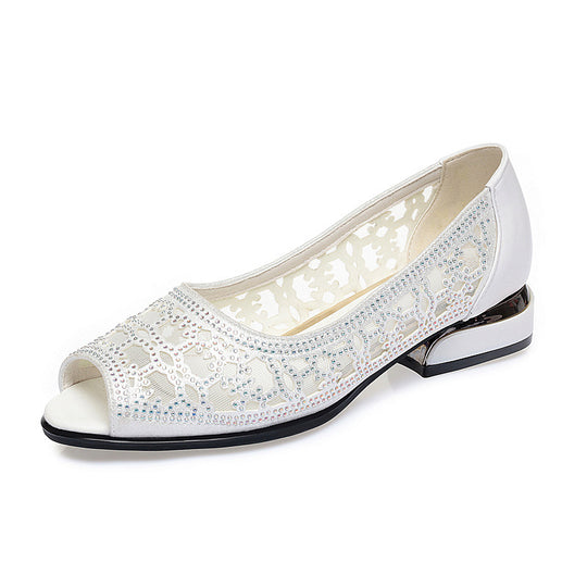 Damen Peeptoe Pumps mit elegantem Spitzenverzierung und komfortablem Blockabsatz EB