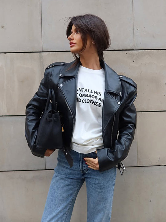 Damen Kunstlederjacke im Biker-Stil mit optimierter Passform EB