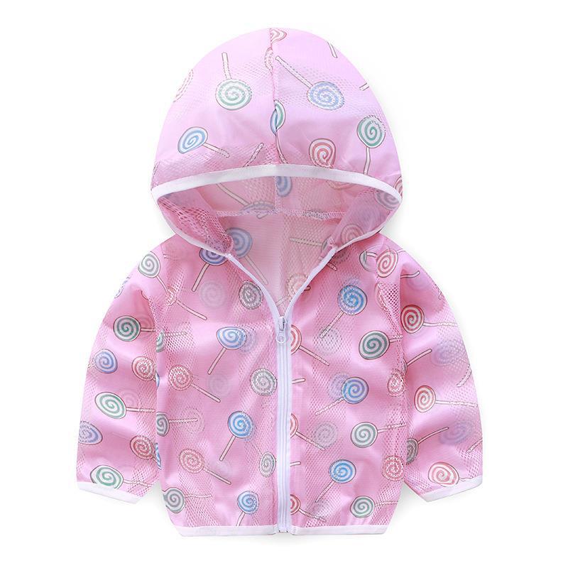 Unisex nan atmungsaktive Netz Kapuzen-Sonnenjacke für Säuglinge mit Reißverschluss und verspieltem Elefantenmotiv EB