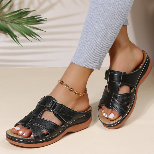 Damen Komfortable Sandalen mit atmungsaktiven Riemen und verstellbarem Verschluss EB
