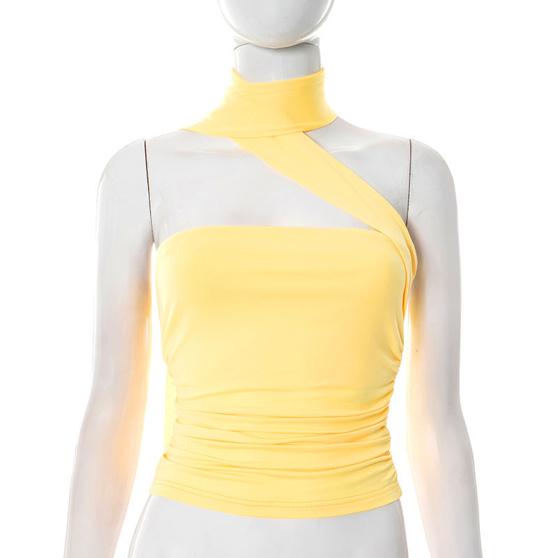 Damen asymmetrisches Trägershirt mit Raffungen EB