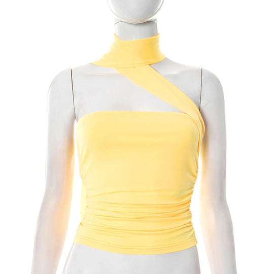 Damen asymmetrisches Trägershirt mit Raffungen EB