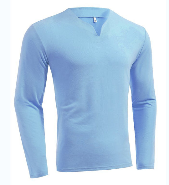 Herren nan Langarmshirt mit V-Ausschnitt Slim Fit Baumwollmix und elastischem Komfortbund EB