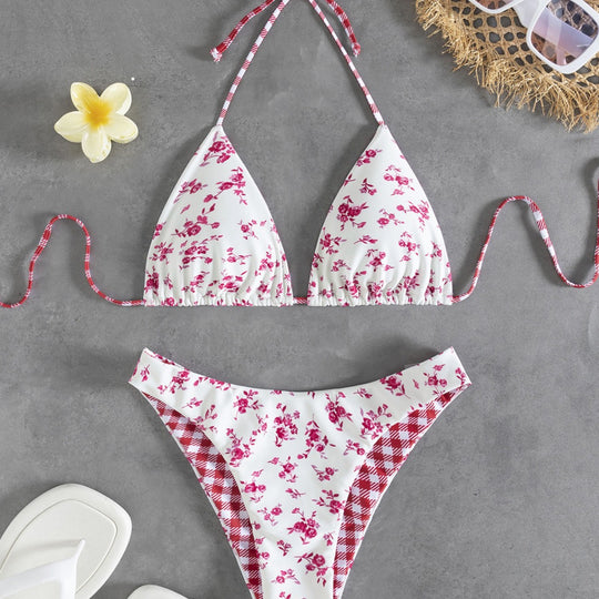 Damen Blumenmuster Bikini EB