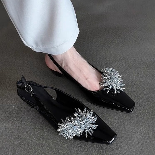 Damen Slingback-Pumps mit elegantem Glitzerakzent und komfortablem Blockabsatz EB