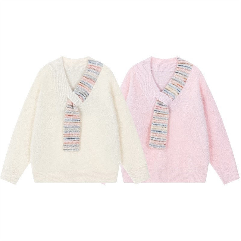 Damen Kuscheliger Pullover mit innovativem Schal-Detail EB