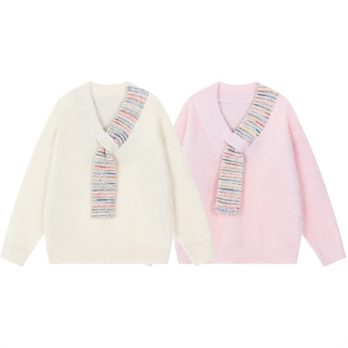 Damen Kuscheliger Pullover mit innovativem Schal-Detail EB