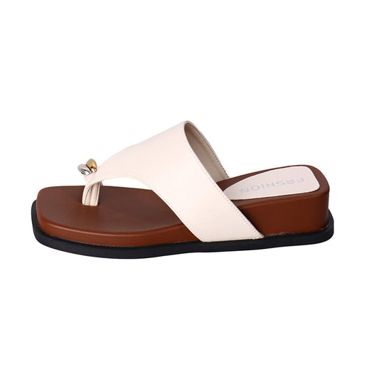 Damen Bequeme Zehentrenner-Sandalen mit modischem Riemendesign und ergonomischer Sohle EB