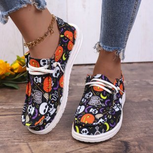 Damen Sneaker mit lustigem Halloween-Motiv und atmungsaktiver Sohle EB