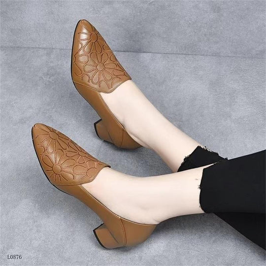 Damen Elegante und modische Slingback-Pumps mit Blumendesign und Blockabsatz EB