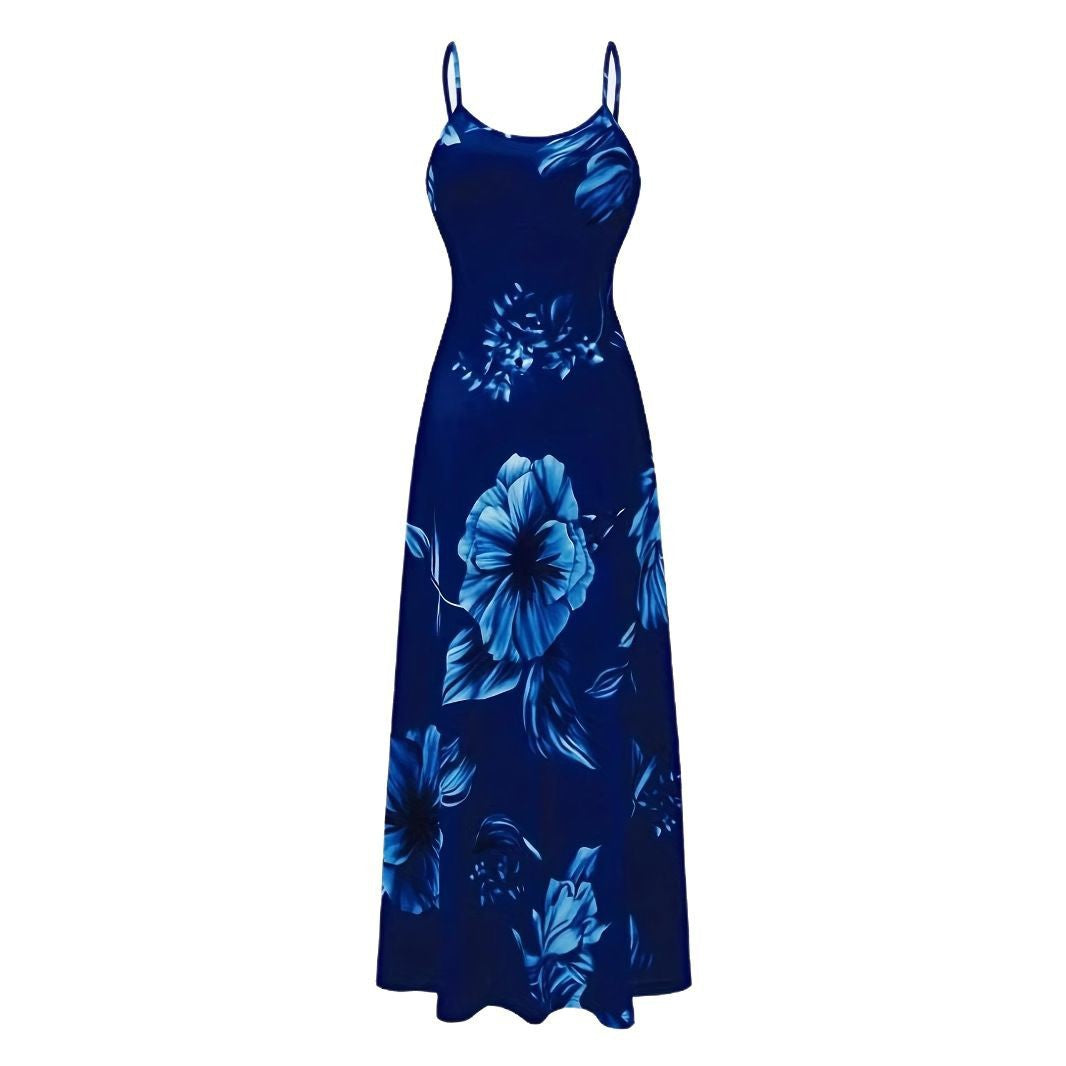 Damen Maxikleid mit floralem Design und dezentem Ausschnitt EB