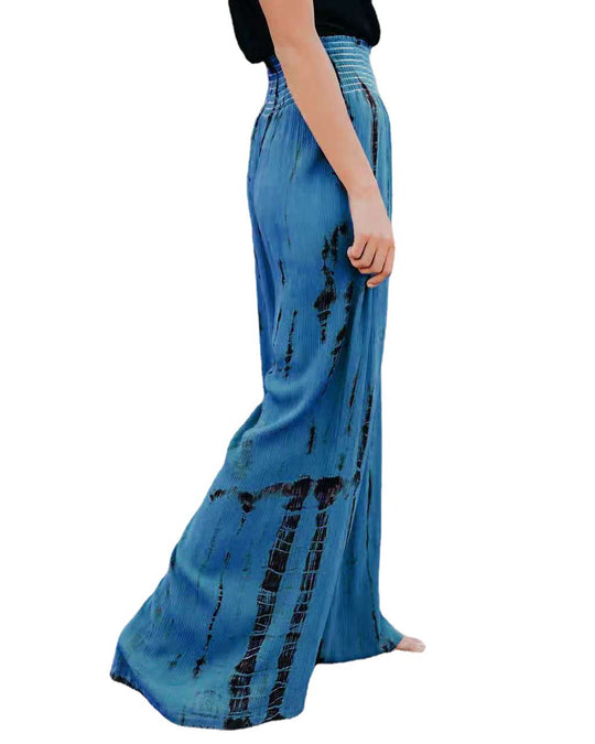 Damen Weit geschnittene Plissierte Hose mit elastischem Bund EB