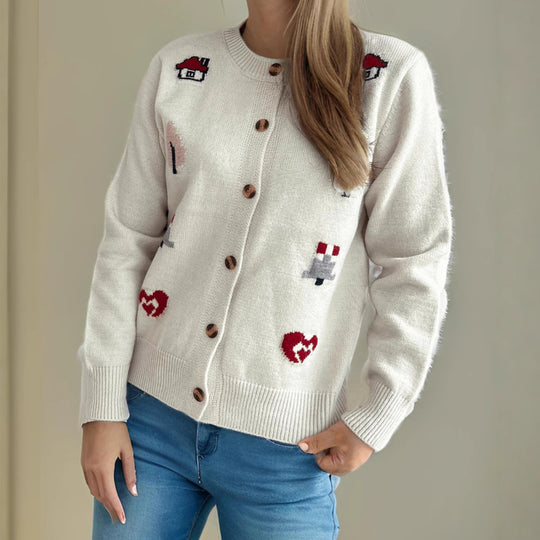 Damen Strickjacke mit kunstvollem Motiv EB