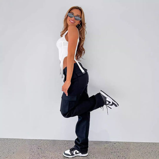 Damen Cargo-Hose im urbanen Stil mit funktionalen Taschen EB