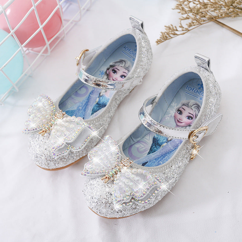 Mädchen Glitzernde Ballerinas mit Schleifenapplikationen EB