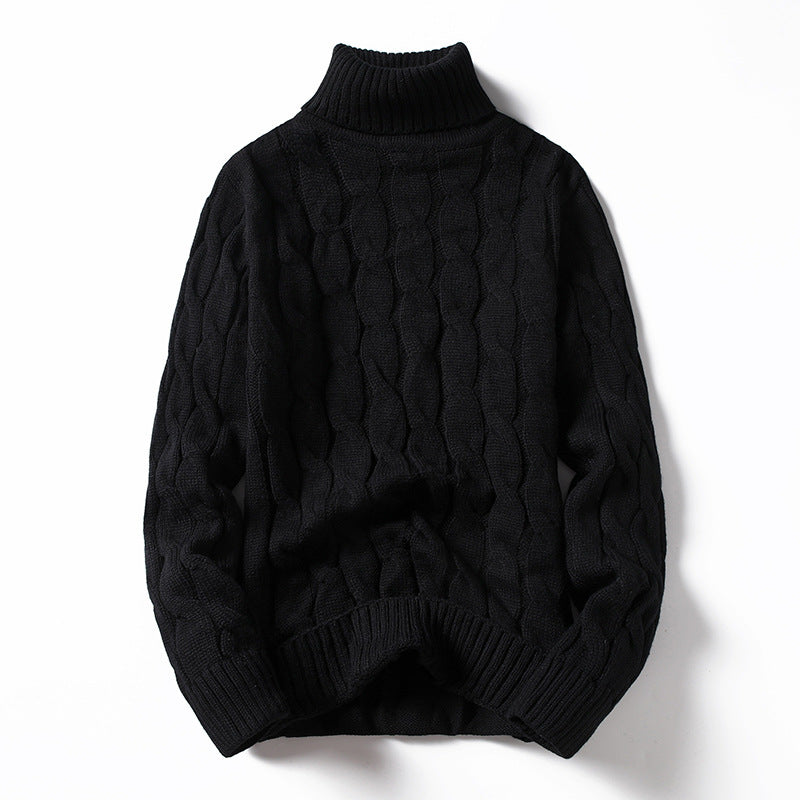 Herren Strickpullover mit Rollkragen und Zopfmuster EB