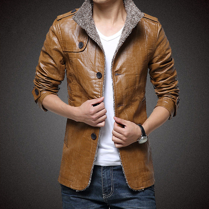 Herren Kunstlederjacke mit warmem Innenfutter EB