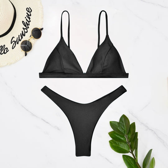 Damen Triangel-Bikini mit verstellbaren Trägern und minimalistischem Design EB