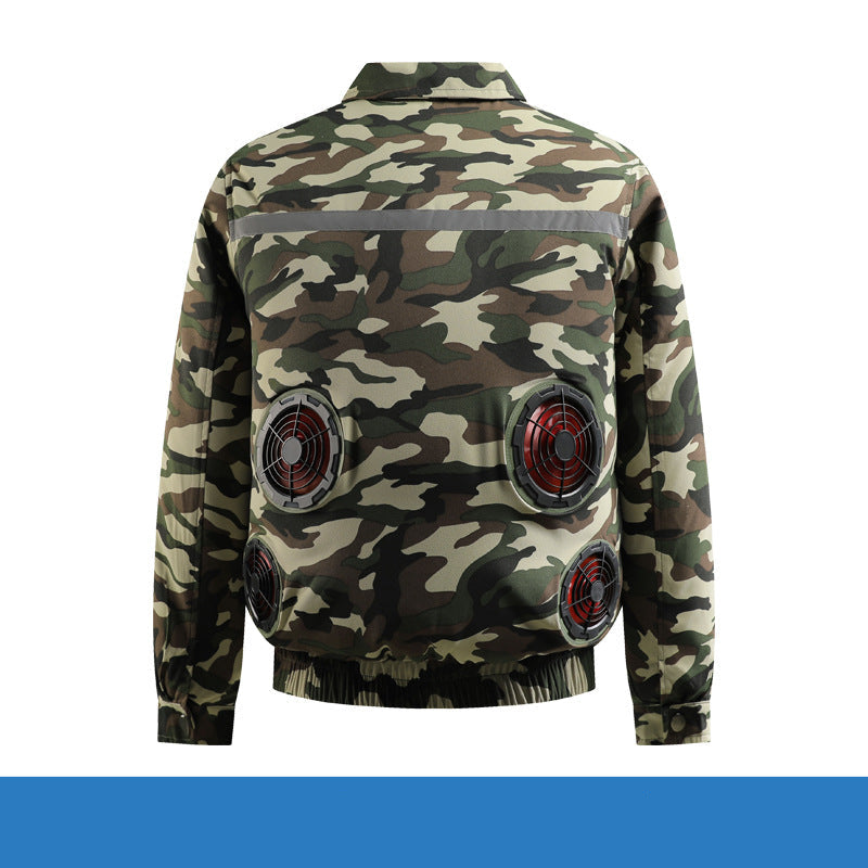 Unisex nan leichte Arbeitsschutz-Kühljacke mit vier integrierten Lüftern, atmungsaktivem Meshfutter und elastischem Saum EB