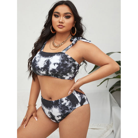 Damen Bikini-Set mit hohem Bund und trendy Crop-Oberteil EB