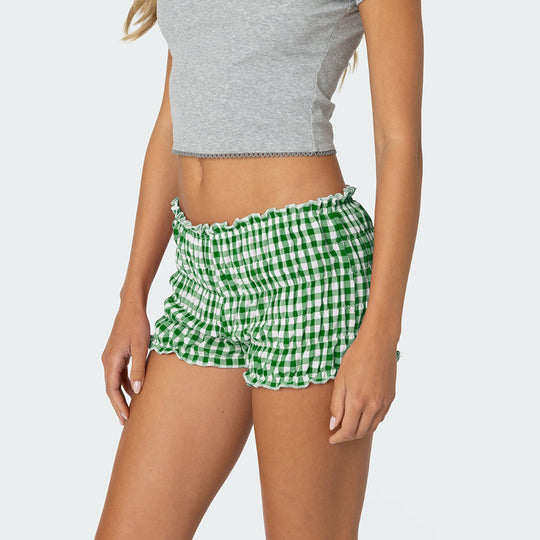 Damen Rüschen-Shorts im Vichy-Design EB
