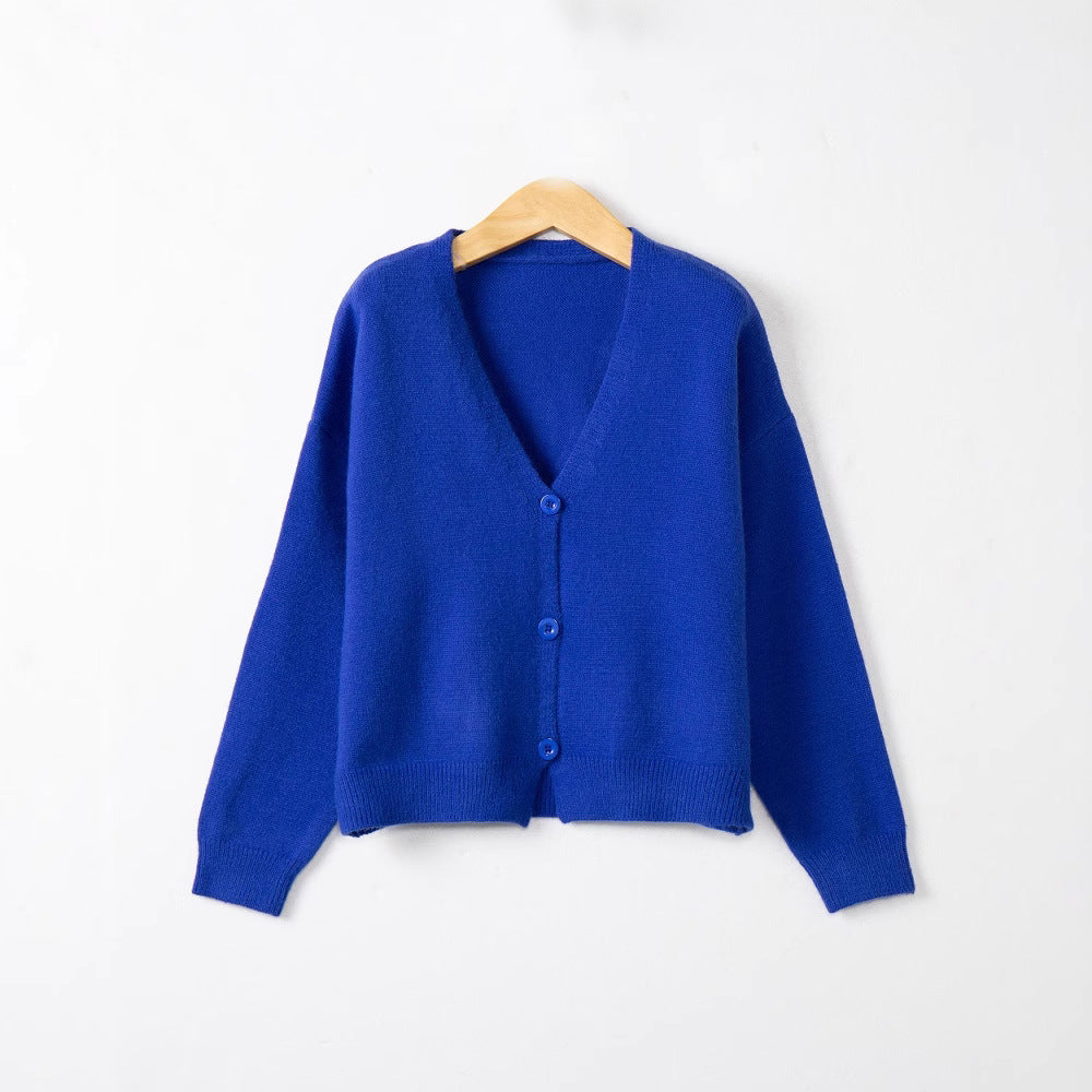 Damen Strickjacke mit V-Ausschnitt und Knopfdetails EB