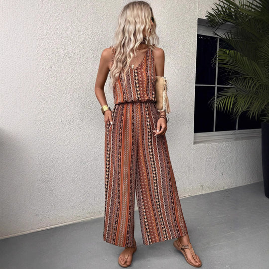 Damen Jumpsuit mit weitem Bein und V-Ausschnitt EB