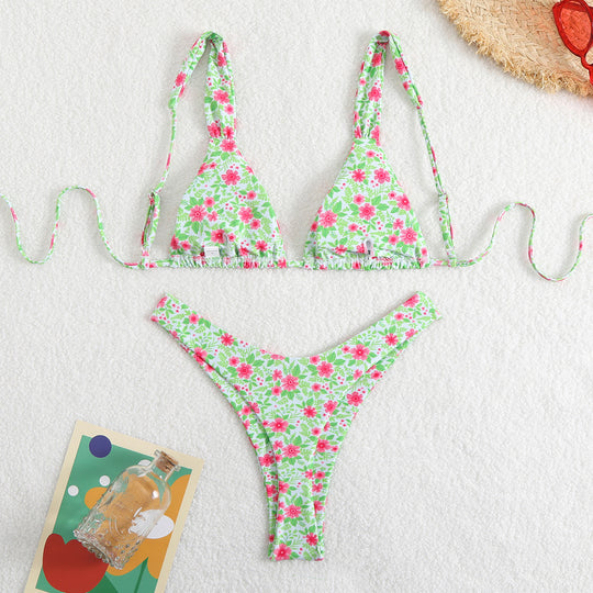 Damen Triangel-Bikini mit verstellbaren Trägern und hohem Schnitt EB