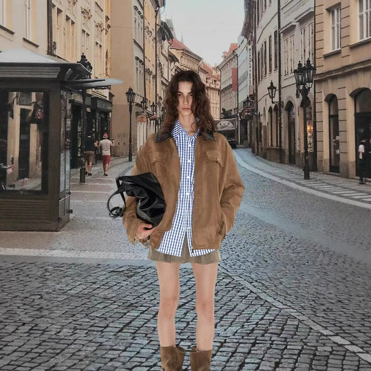Damen Modische Oversized Weste aus hochwertigem Wildleder EB