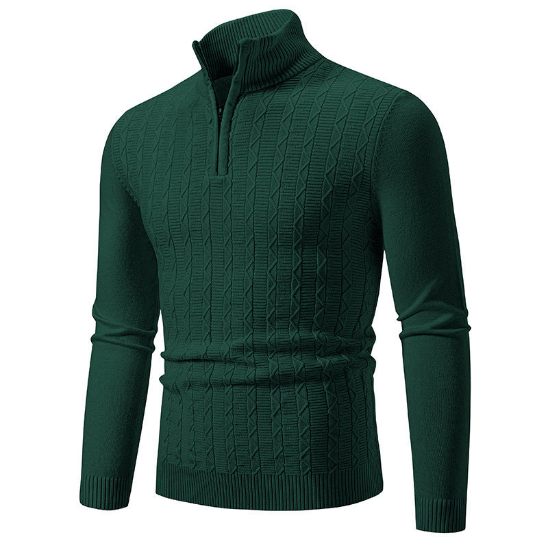 Herren modischer Strickpullover mit Stehkragen und Reißverschluss EB
