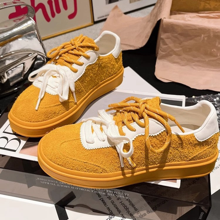 Damen modische Sneakers mit geflochtenem Obermaterial und kontrastierenden Schnürsenkeln EB