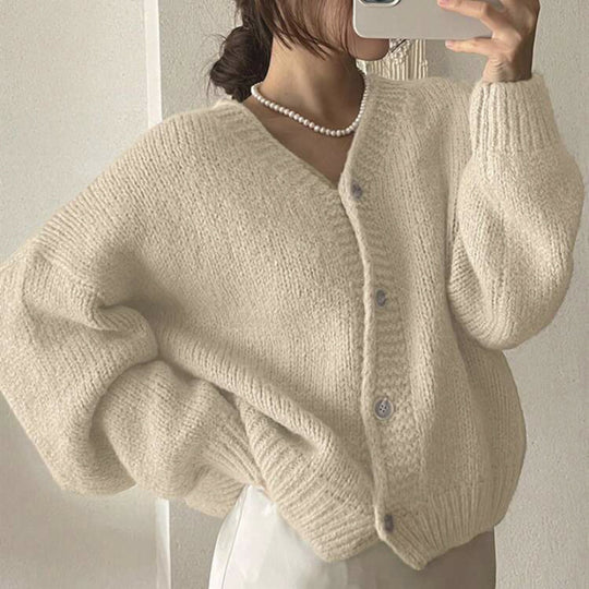 Damen Strickjacke mit tiefem V-Ausschnitt und sanfter Struktur EB