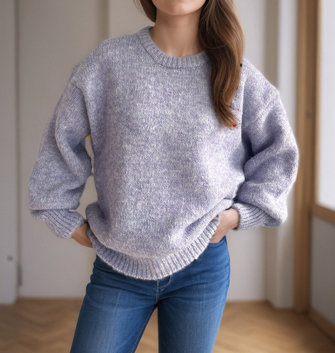 Damen lässiger Oversize-Pullover mit strukturiertem Maschenmuster EB