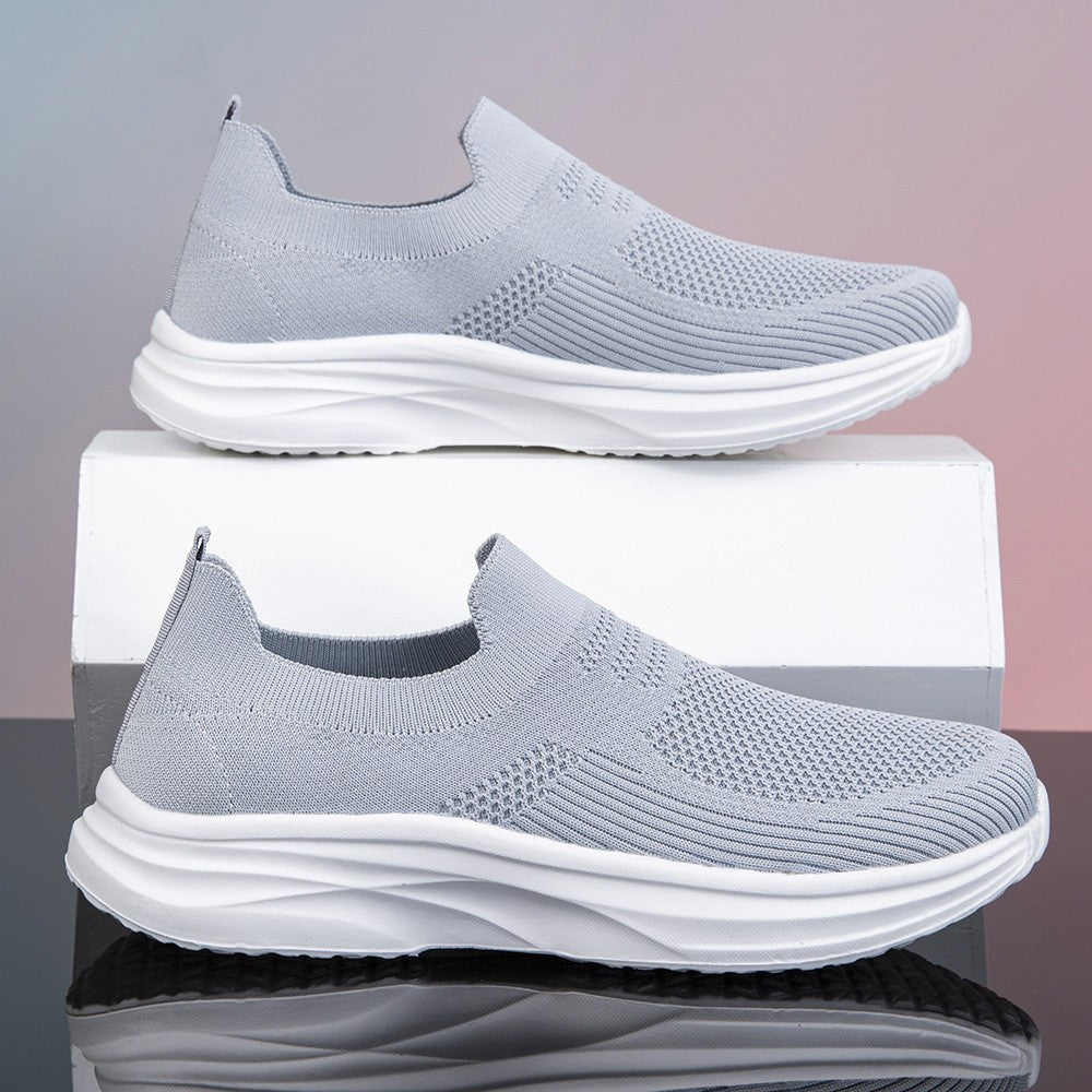 Damen nan gestrickter Sockensneaker mit stoßdämpfender Keilsohle und nahtlosem Slip-On EB
