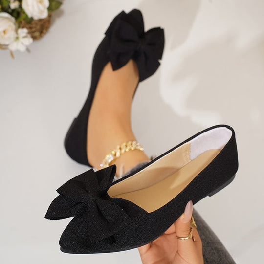 Damen Ballerinas mit großem Schleifendetail EB