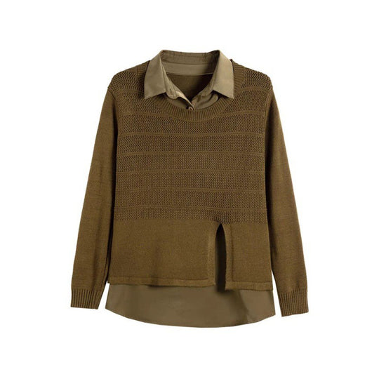Damen Strickpullover mit layerndem Design und harmonischer Textur EB