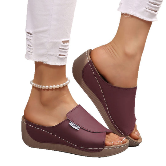 Damen Komfortable Wedge-Pantoletten mit ergonomischem Fußbett EB