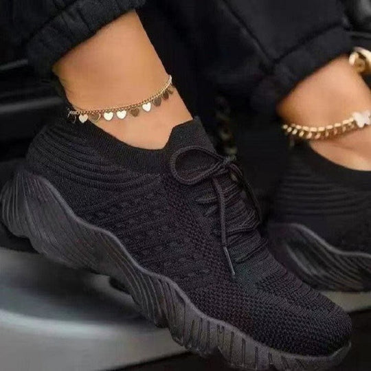 Damen  leichte Strick-Sneaker mit sockenähnlichem Obermaterial, gepolsterter Komfortsohle und flexibler Profil-Laufsohle EB